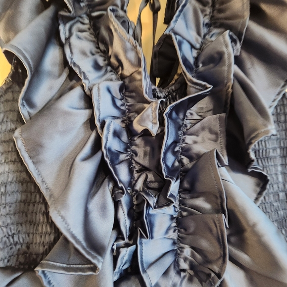 Karlie Clothes Satin Ruffle Smock Dress Large Party Cocktail Formal - Picture 4 of 9